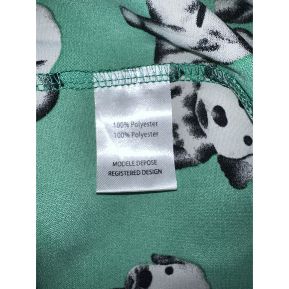 New Elli White Top Women's Size S Green Dog Print Button Shirt Collared Novelty - Picture 9 of 10